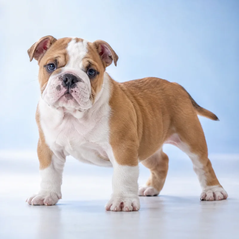 Filhote de Old English Bulldogue — imagem ilustrativa gerada por IA